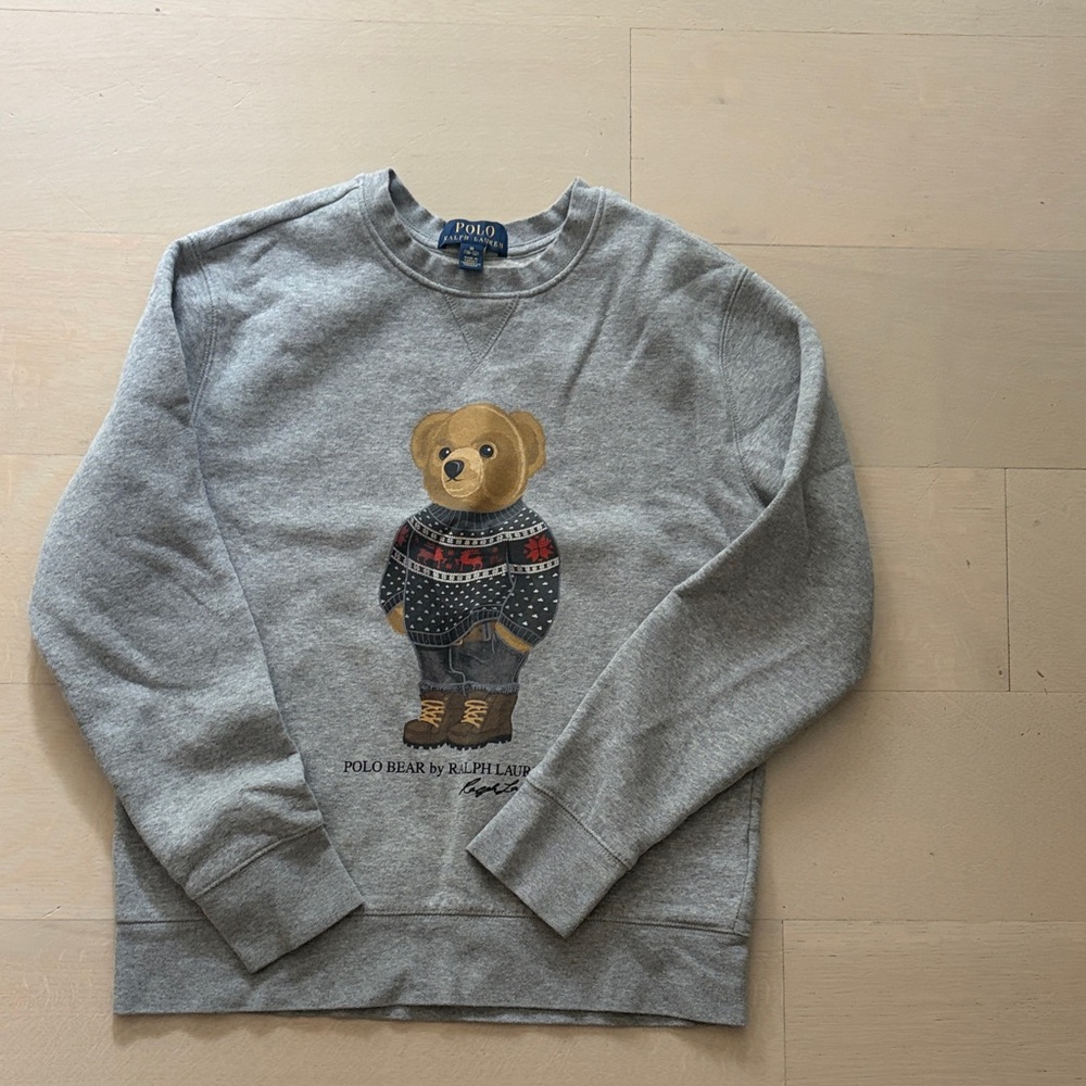 Polo by Ralph Lauren Kids' Gray PoloBear Fair Isle  Crewneck Sweatshirt